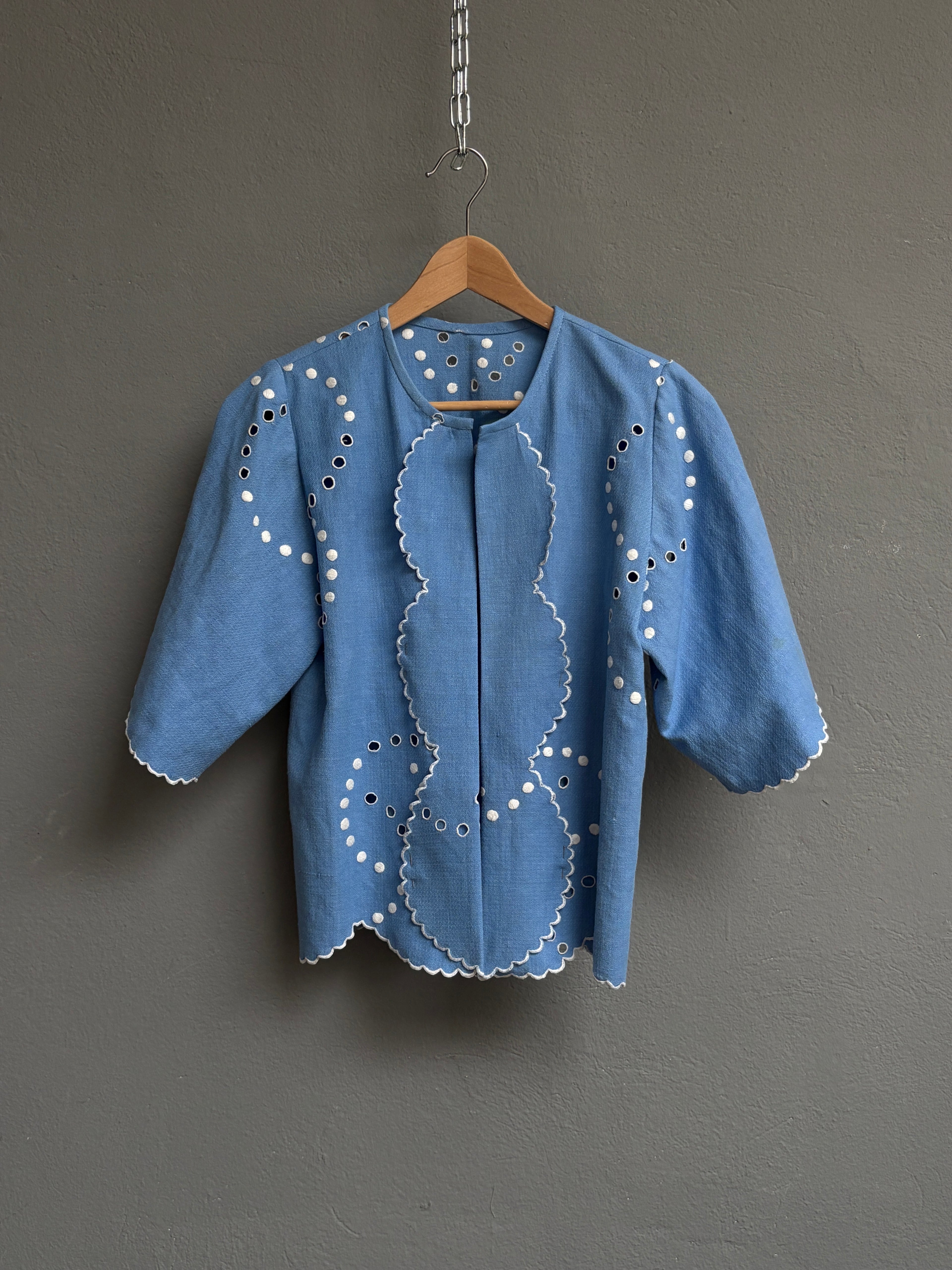 Top manche tulipe bleu
