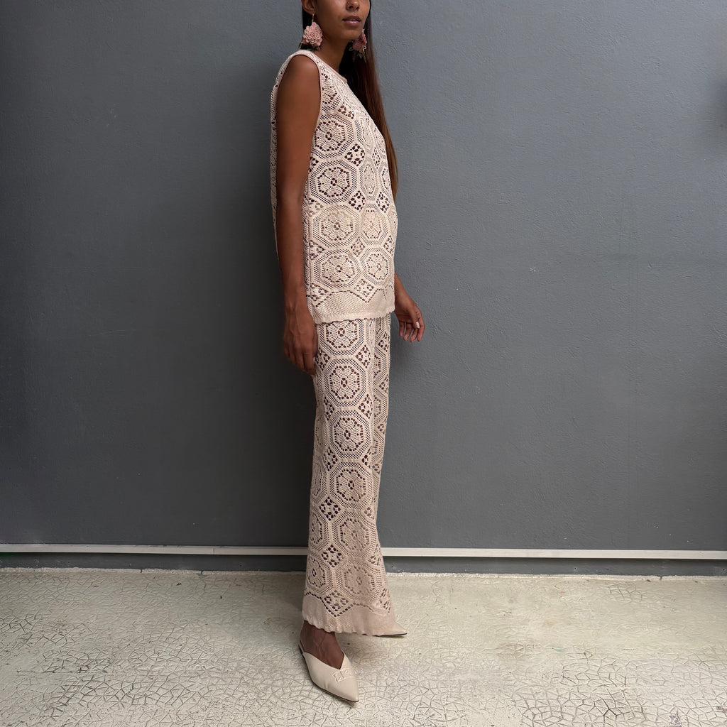 Tunique crochet beige