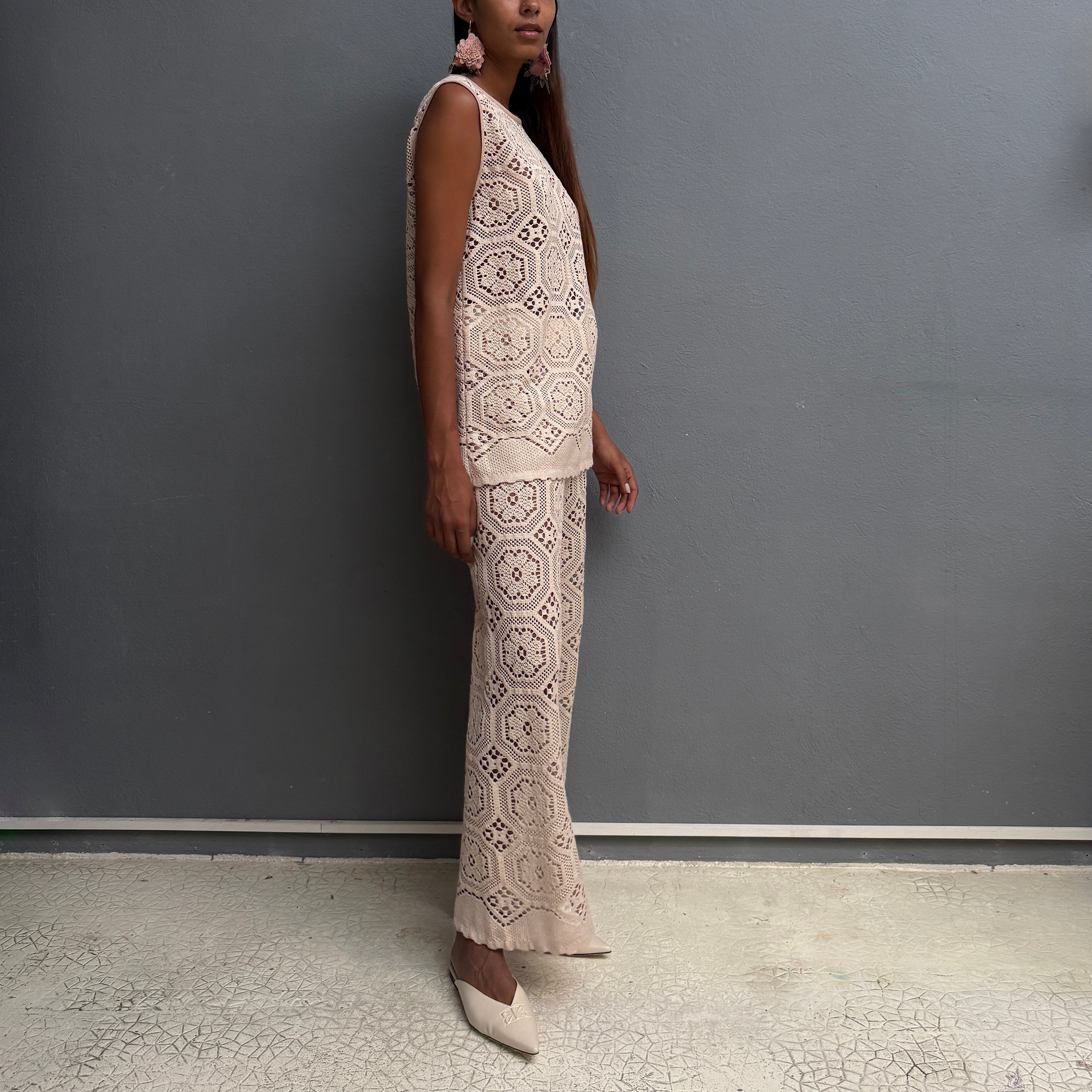 Tunique crochet beige