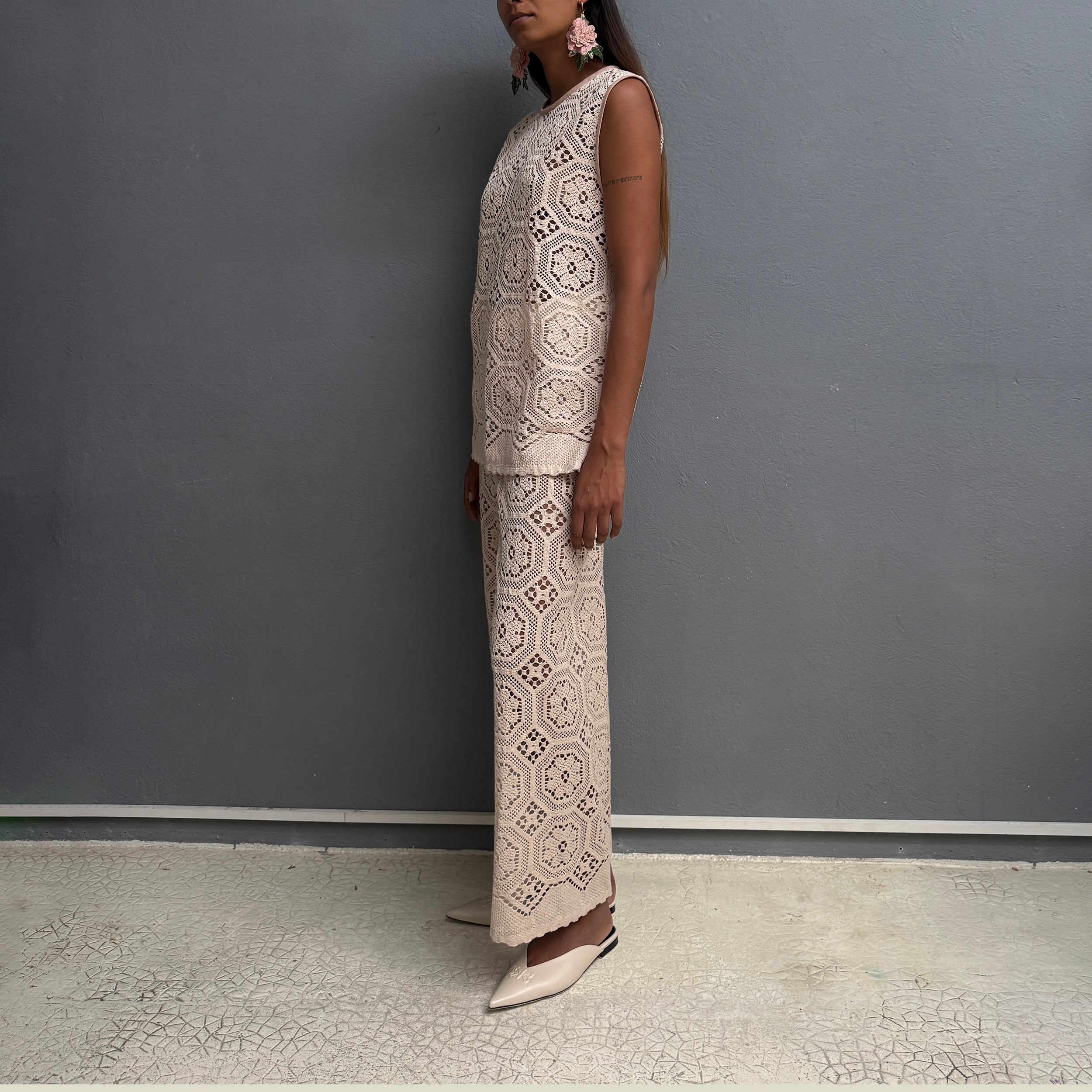 Tunique crochet beige