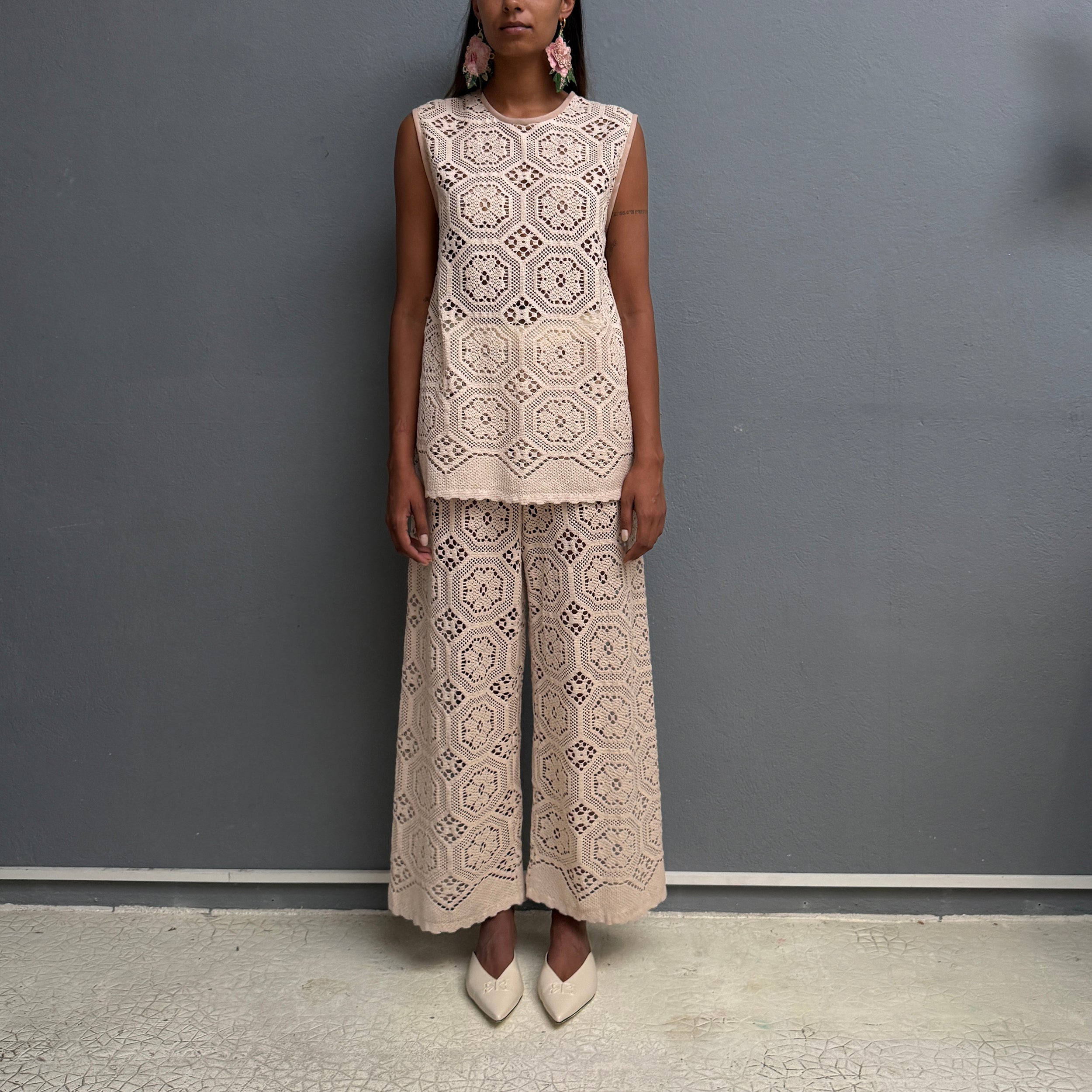 Tunique crochet beige