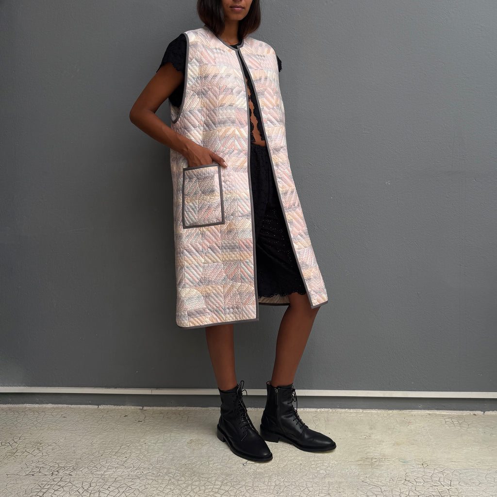 Gilet long patchwork