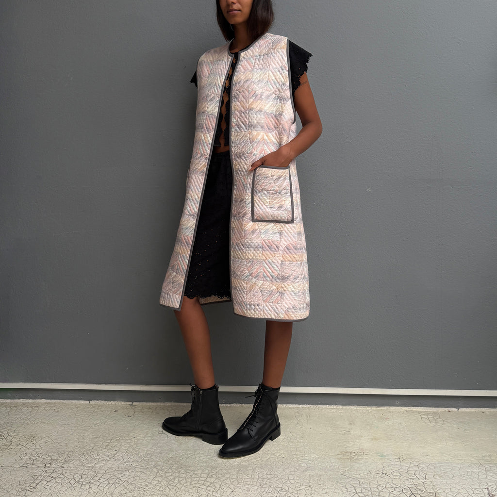 Gilet long patchwork