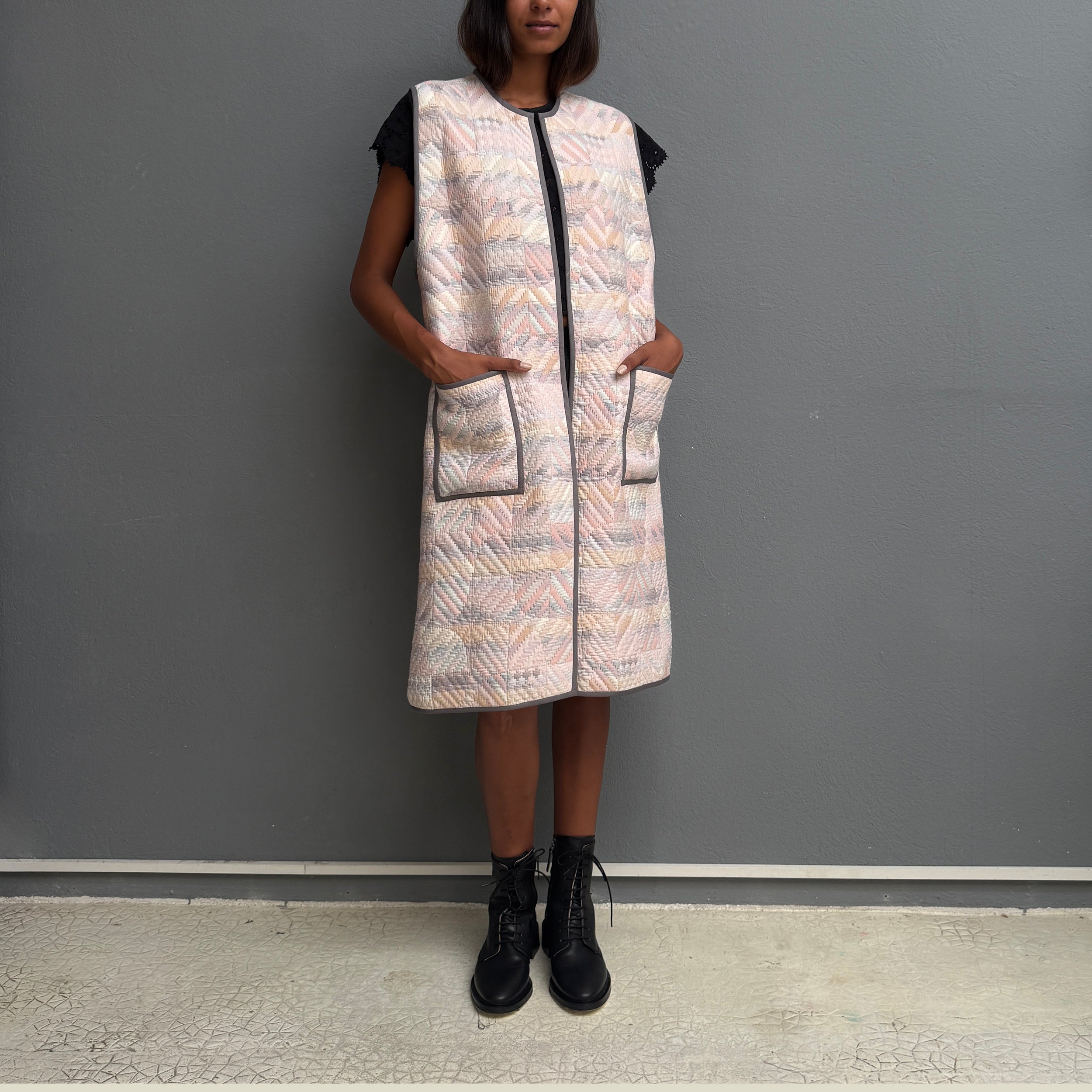 Gilet long patchwork