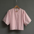 Top manche tulipe rayé rose