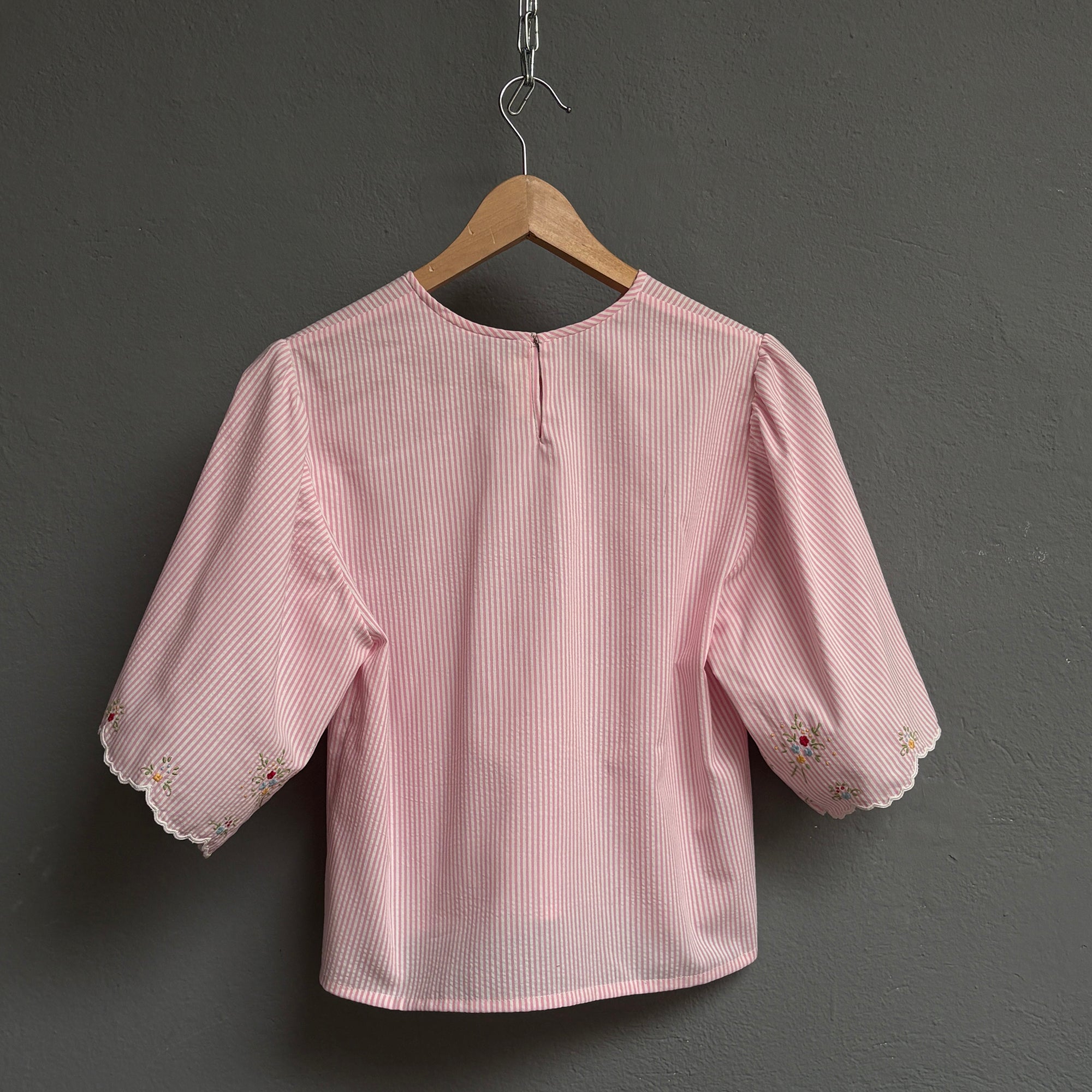 Top manche tulipe rayé rose