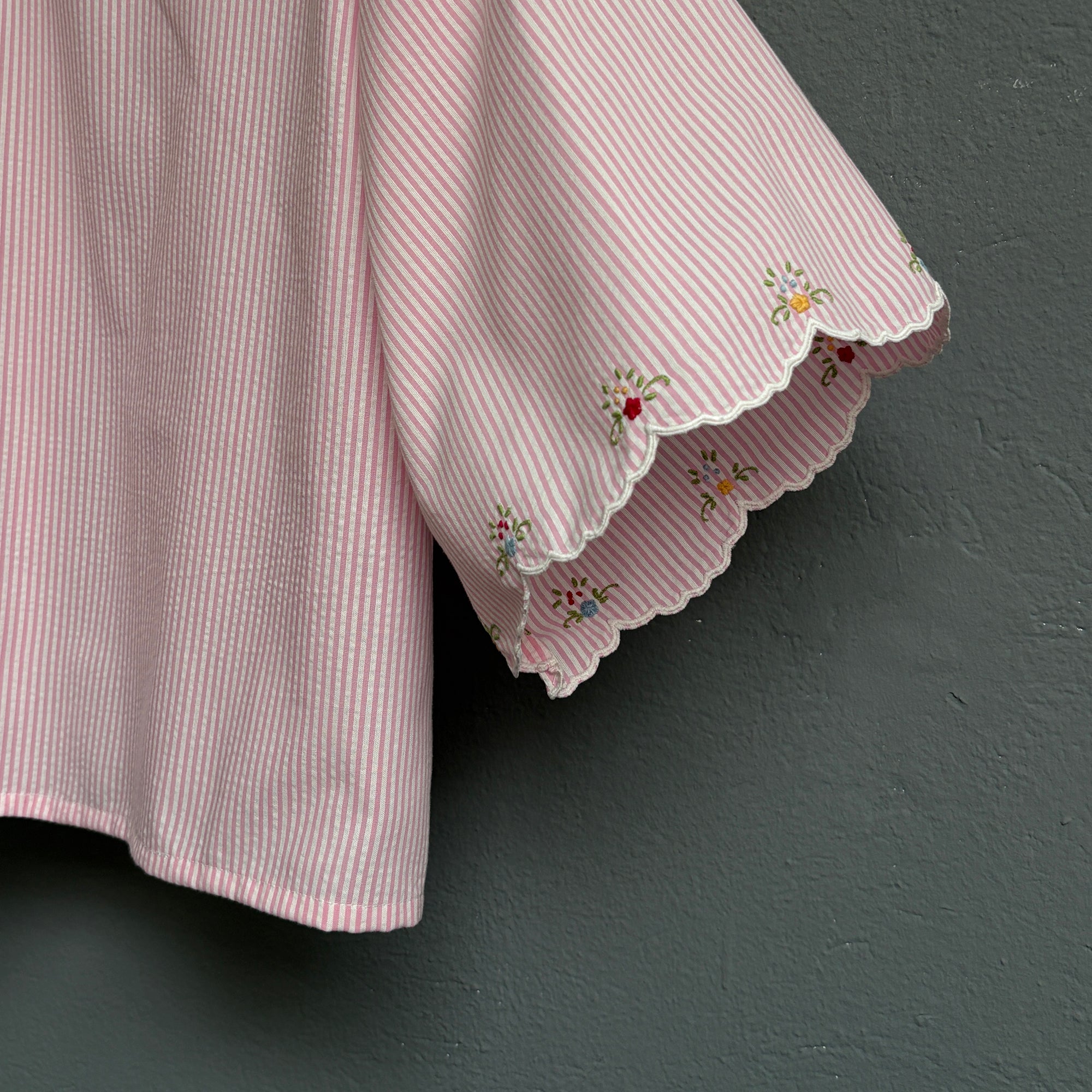 Top manche tulipe rayé rose